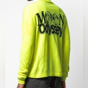 NWT 400$ Calvin Klein Man Sweater Moon Odyssey Neon Green Size XL Wool Blend